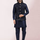 Kurta Payjama With Jacket Art Banarasi Silk Blue Embroidered Mens