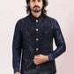 Kurta Payjama With Jacket Art Banarasi Silk Blue Embroidered Mens