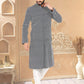 Kurta Pyjama Silk Blue Embroidered Mens