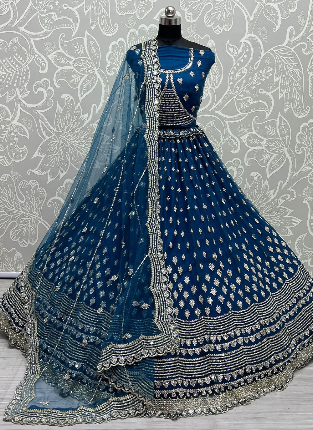 Lehenga Choli Net Blue Diamond Lehenga Choli