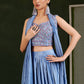 Lehenga Style Saree Imported Blue Embroidered Saree