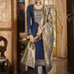 Straight Salwar Suit Crepe Silk Blue Embroidered Salwar Kameez