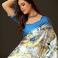 Trendy Saree Satin Blue Digital Print Saree