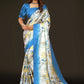 Trendy Saree Satin Blue Digital Print Saree