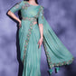 Contemporary Crepe Silk Blue Embroidered Saree