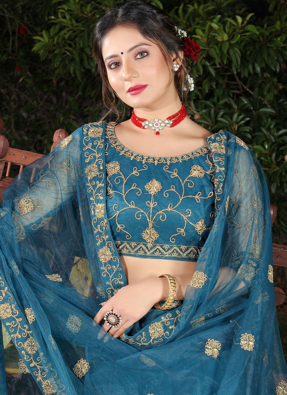 Lehenga Choli Net Blue Cord Work Lehenga Choli