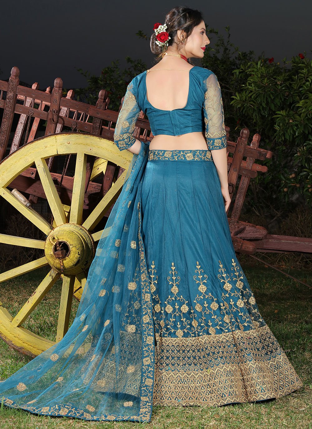 Lehenga Choli Net Blue Cord Work Lehenga Choli