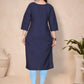 Casual Kurti Cotton Blue Plain Kurtis