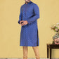 Kurta Pyjama Cotton Blue Fancy Work Mens