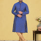 Kurta Pyjama Cotton Blue Fancy Work Mens