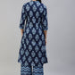 Party Wear Kurti Cotton Blue Print Kurtis