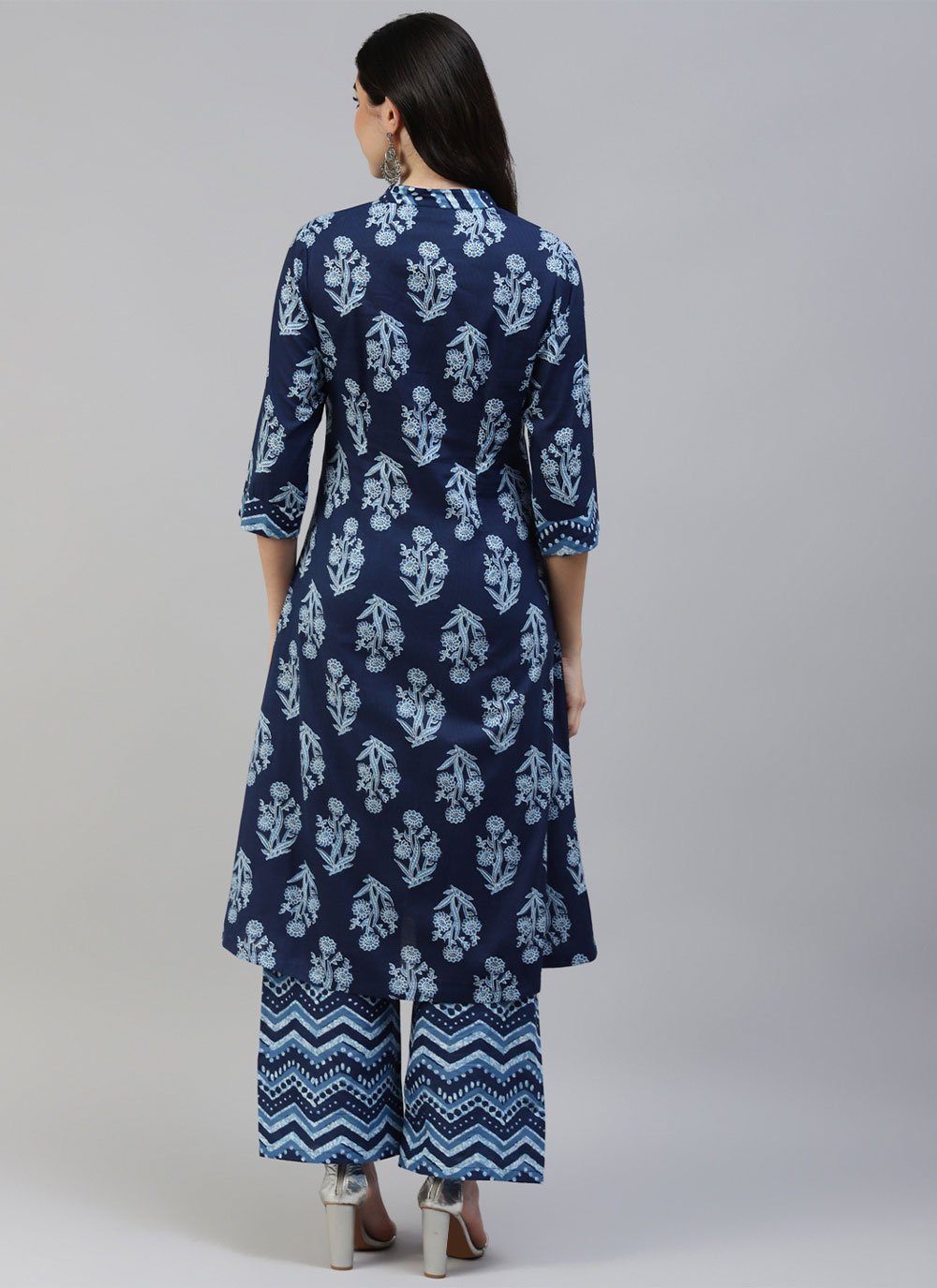 Party Wear Kurti Cotton Blue Print Kurtis