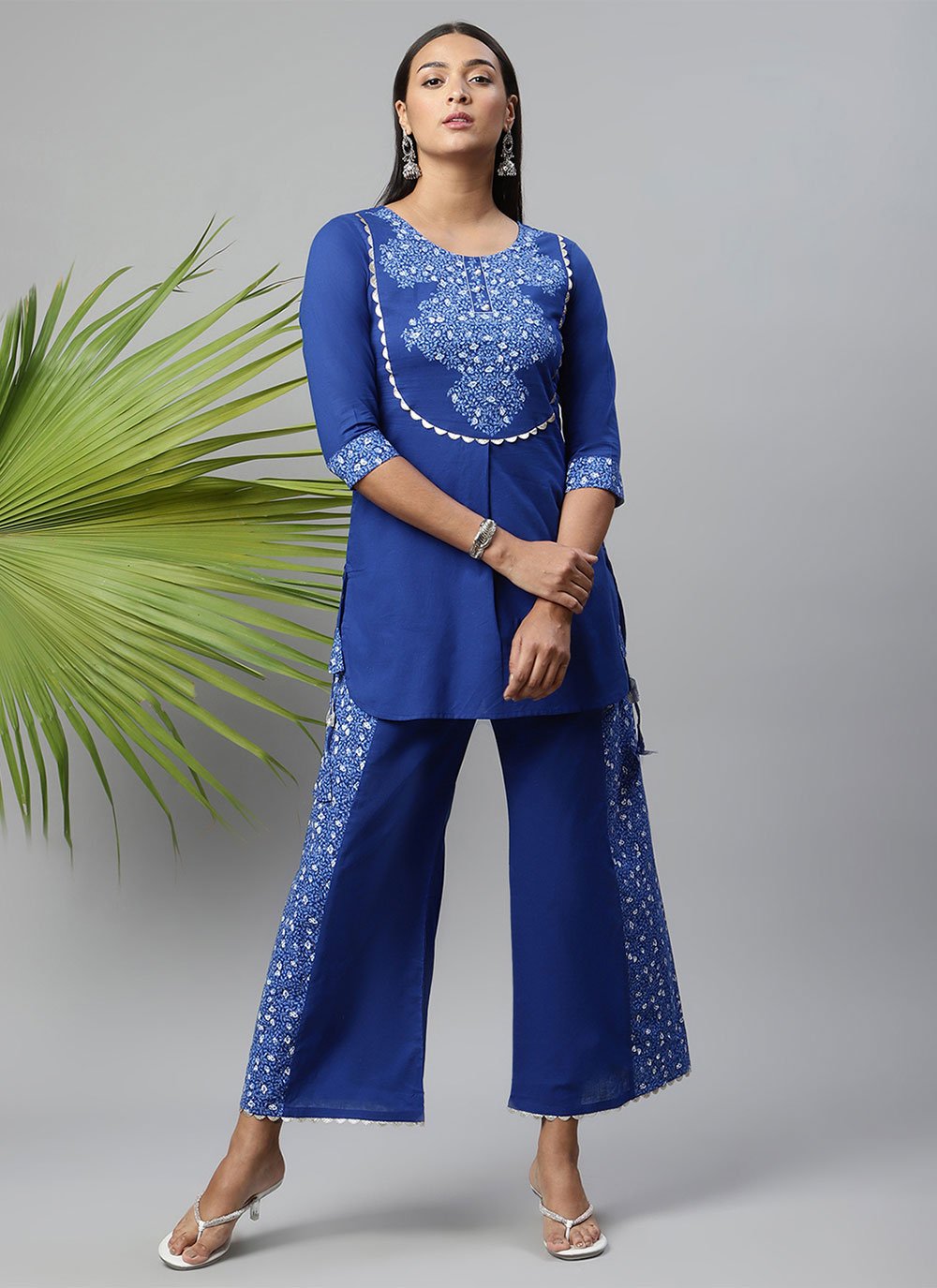 Designer Kurti Cotton Blue Print Kurtis