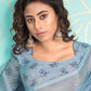 Classic Organza Blue Digital Print Saree