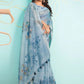 Classic Organza Blue Digital Print Saree