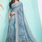 Classic Organza Blue Digital Print Saree