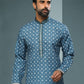 Kurta Pyjama Handloom Cotton Blue Digital Print Mens