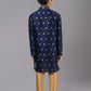 Kurta Pyjama Dupion Silk Jacquard Blue Fancy Work Kids