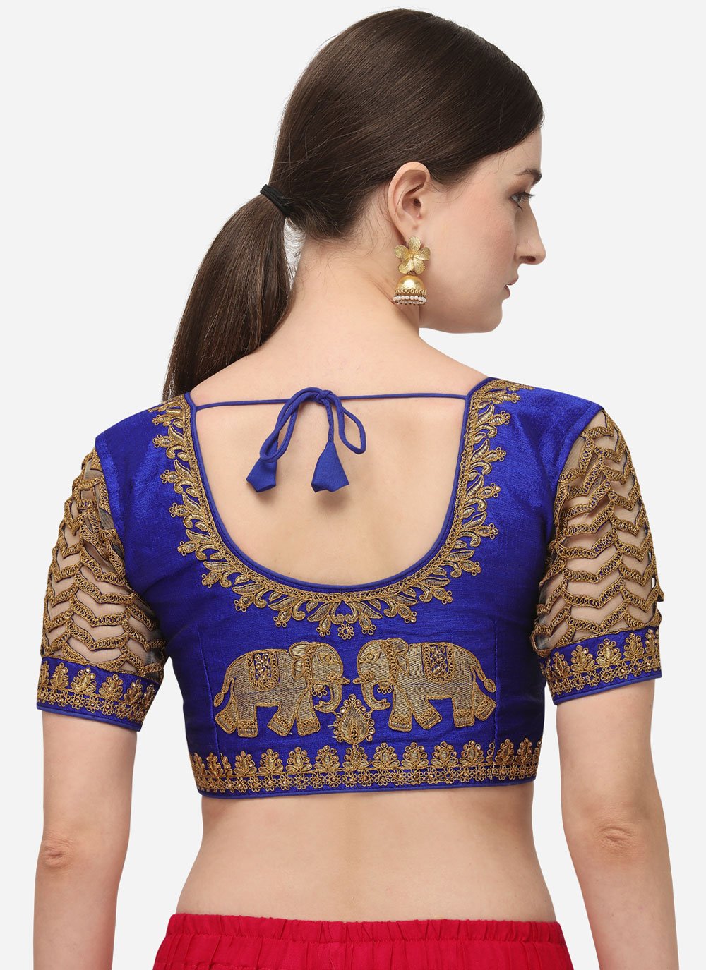 Blouse Silk Blue Embroidered Blouse