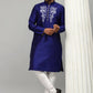 Kurta Pyjama Art Dupion Silk Blue Embroidered Mens
