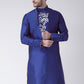 Kurta Art Dupion Silk Blue Embroidered Mens