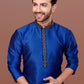 Kurta Pyjama Dupion Silk Blue Embroidered Mens