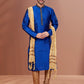 Kurta Pyjama Dupion Silk Blue Embroidered Mens