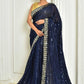 Designer Georgette Blue Embroidered Saree