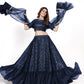 A Line Lehenga Georgette Blue Embroidered Lehenga Choli