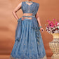 Lehenga Choli Georgette Viscose Blue Embroidered Lehenga Choli