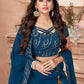 A Line Lehenga Faux Georgette Blue Embroidered Lehenga Choli