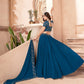 A Line Lehenga Faux Georgette Blue Embroidered Lehenga Choli