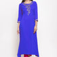 Party Wear Kurti Rayon Blue Embroidered Kurtis