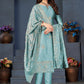 Salwar Suit Vichitra Silk Blue Embroidered Salwar Kameez