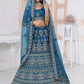 Lehenga Choli Net Blue Embroidered Lehenga Choli