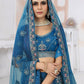 Lehenga Choli Net Blue Embroidered Lehenga Choli