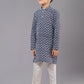 Kurta Pyjama Cotton Silk Blue Embroidered Kids