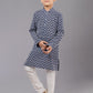 Kurta Pyjama Cotton Silk Blue Embroidered Kids