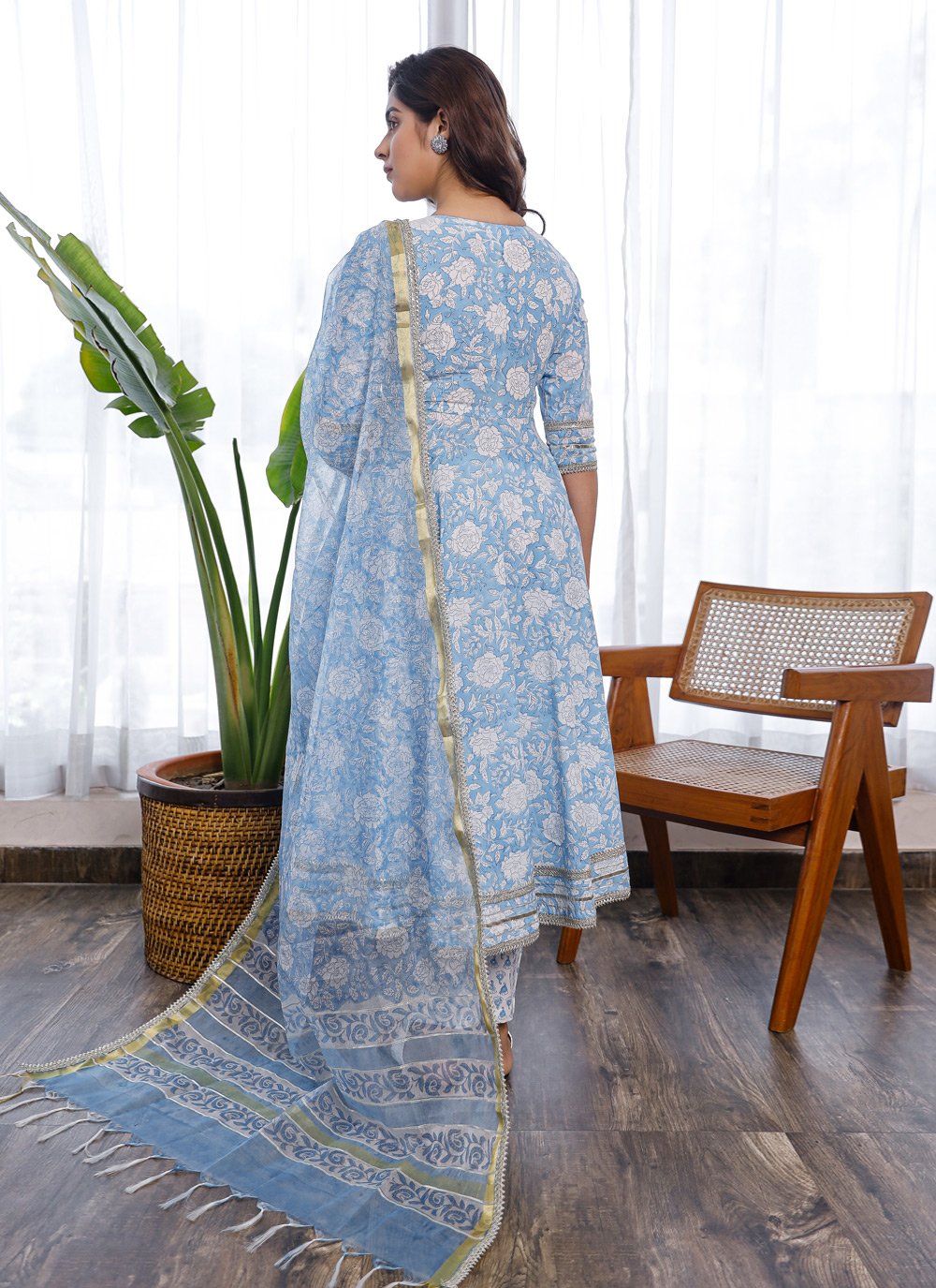 Pant Style Suit Cotton Blue Digital Print Salwar Kameez