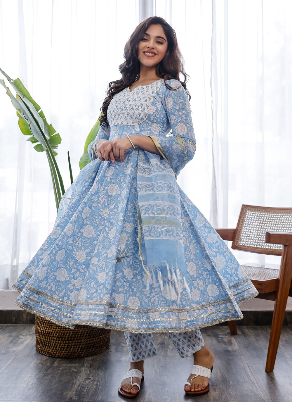 Pant Style Suit Cotton Blue Digital Print Salwar Kameez