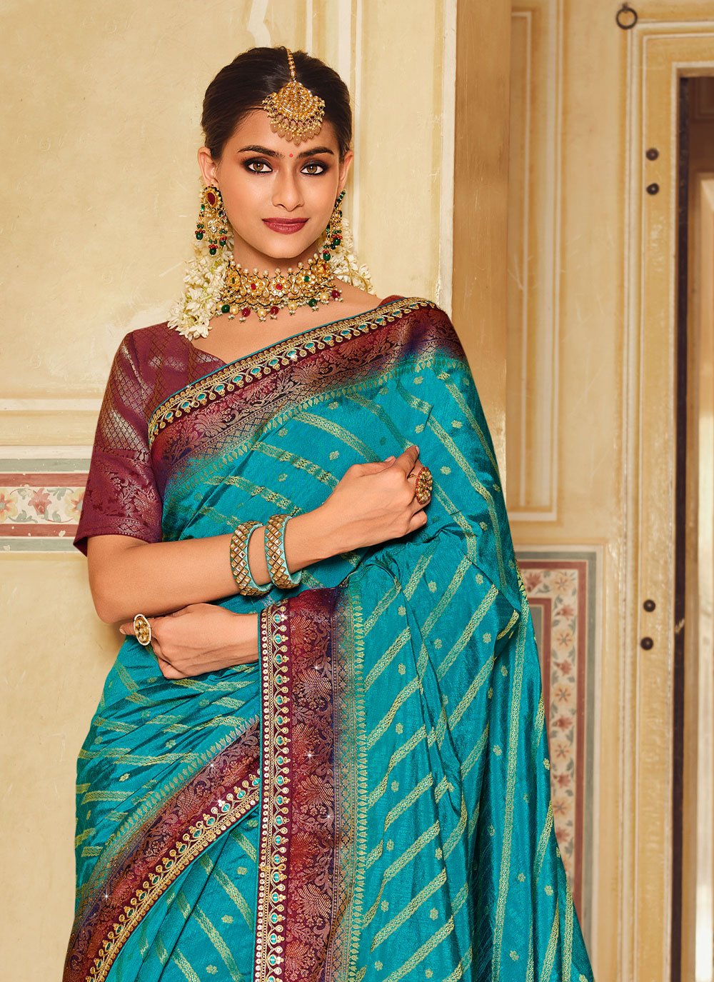 Trendy Saree Fancy Fabric Blue Embroidered Saree