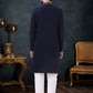 Indo Western Sherwani Fancy Fabric Blue Embroidered Mens