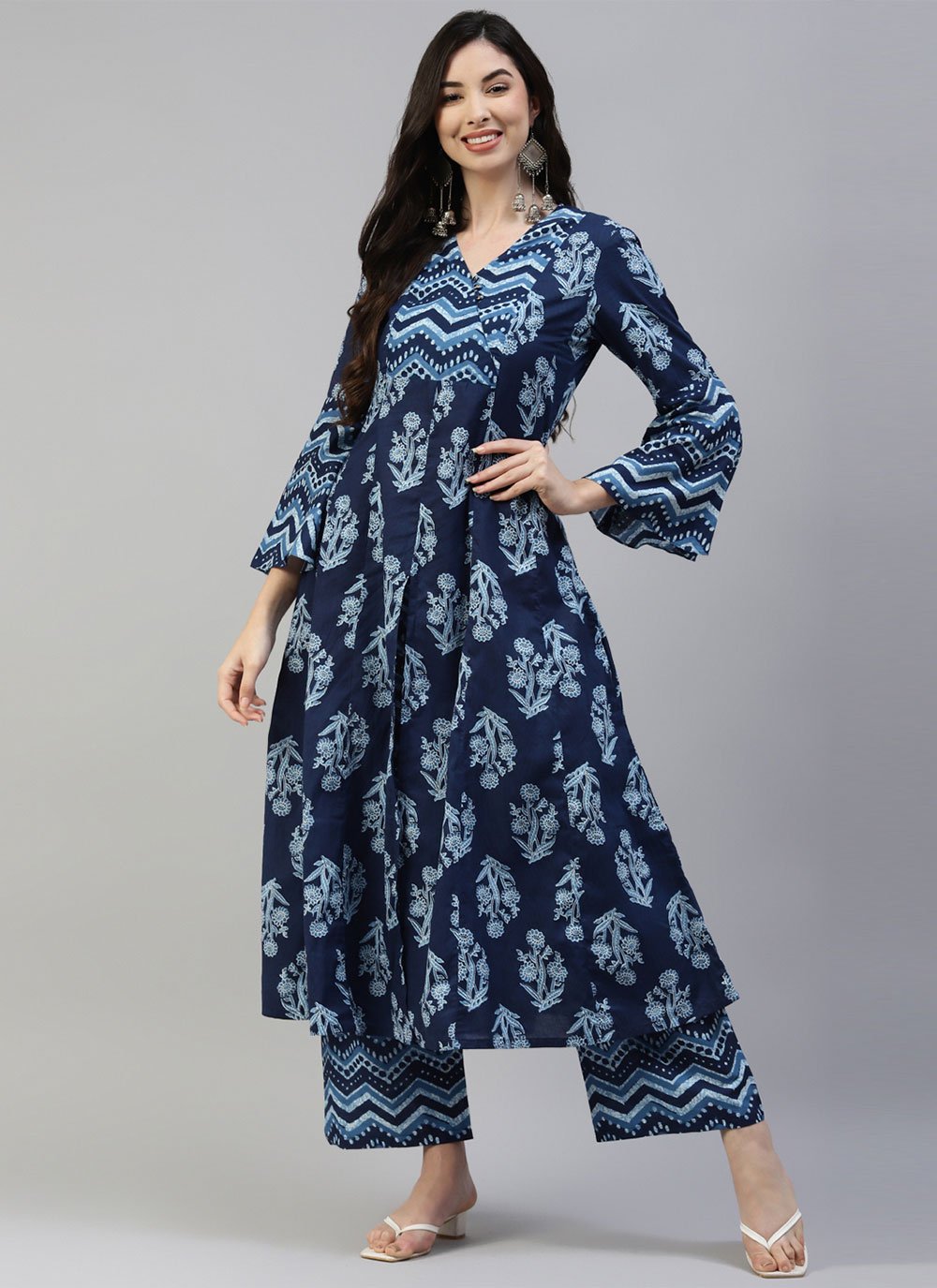 Casual Kurti Cotton Blue Print Kurtis