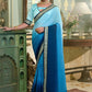 Classic Chinon Blue Embroidered Saree