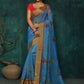Designer Fancy Fabric Blue Digital Print Saree