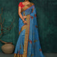 Designer Fancy Fabric Blue Digital Print Saree