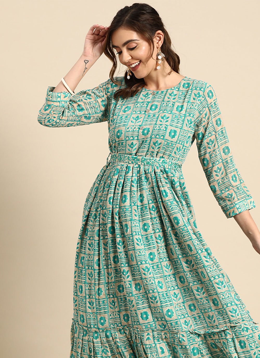 Designer Kurti Georgette Blue Print Kurtis