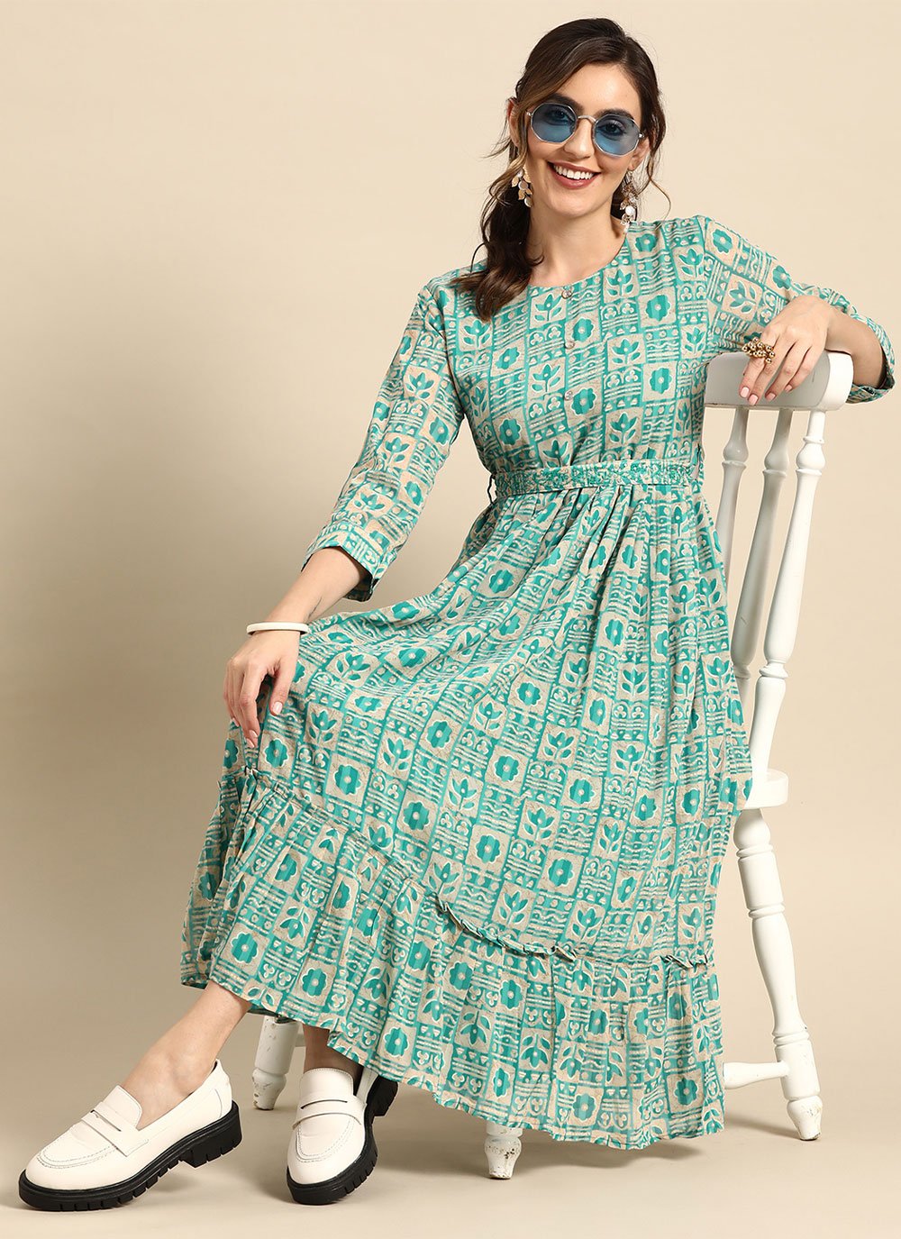 Designer Kurti Georgette Blue Print Kurtis