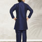Kurta Pyjama Art Banarasi Silk Blue Plain Kids
