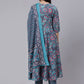 Pant Style Suit Cotton Blue Print Salwar Kameez